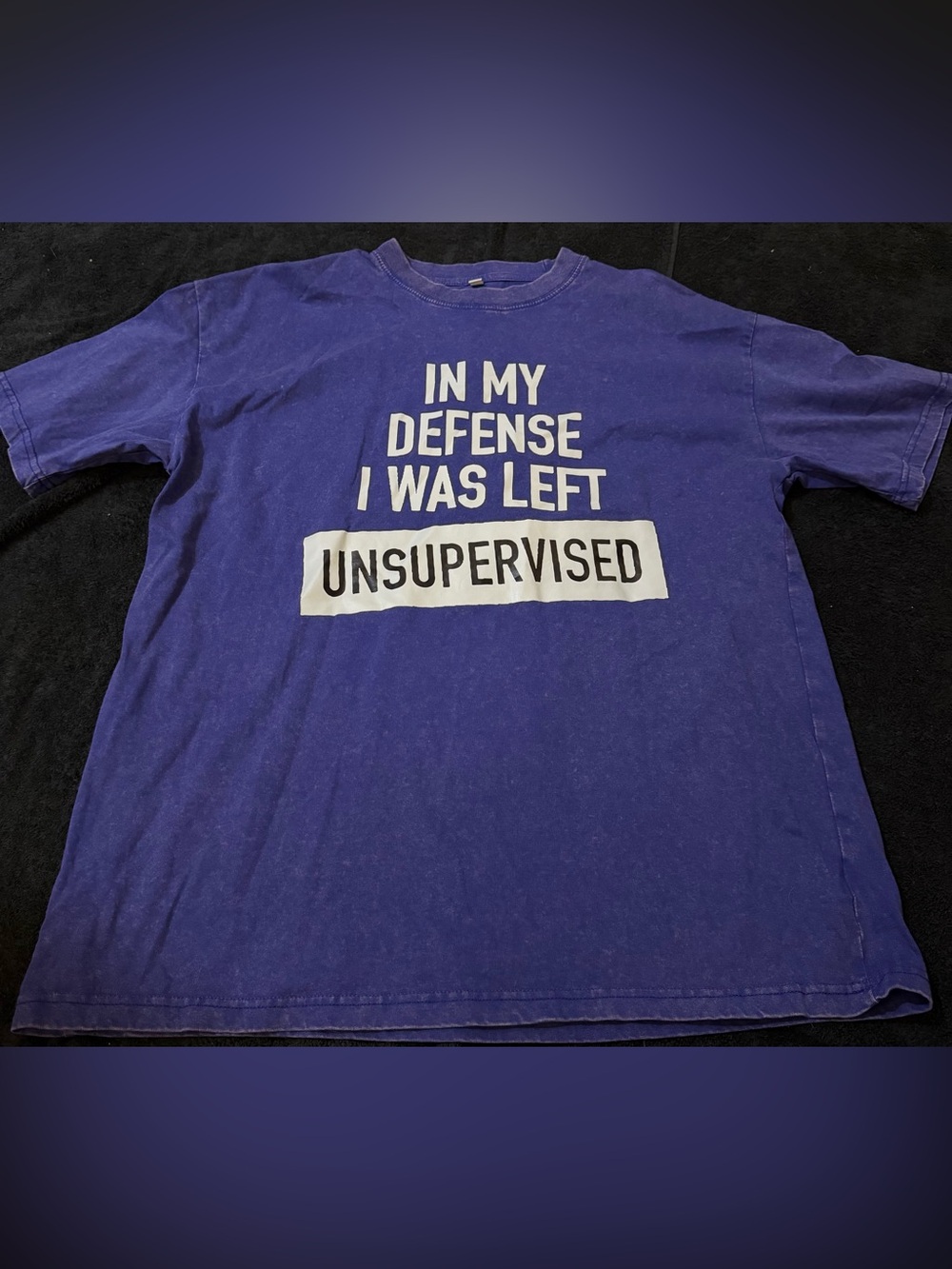 Men's Purple Graphic Tee - "In My Defense I Was Left Unsupervised"